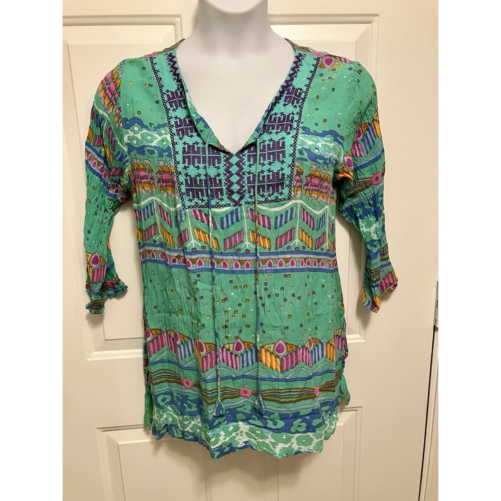 Advance Apparels Embroidered Top Size L Large Beach Boho Swim Cover Up Dress